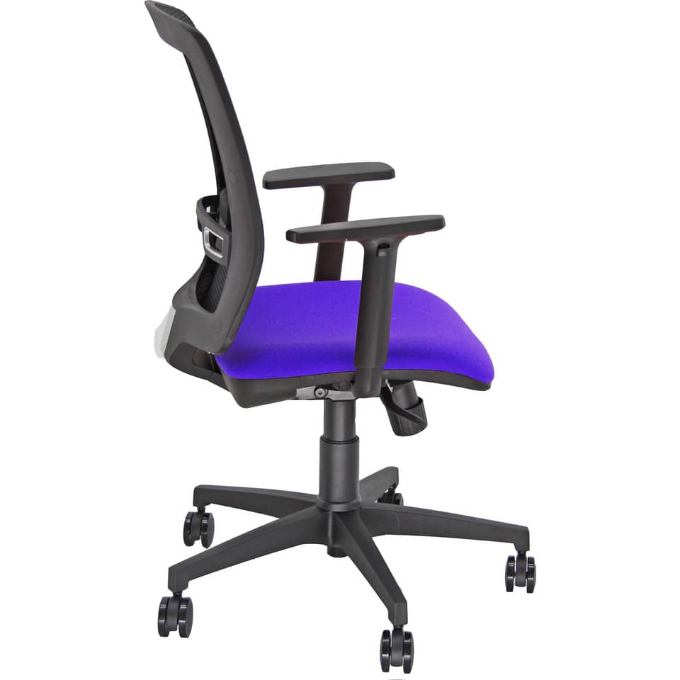 Sedia semidirezionale girevole Unisit Molly MLA - schienale in rete nero - rivestimento ignifugo blu - MLA/IB