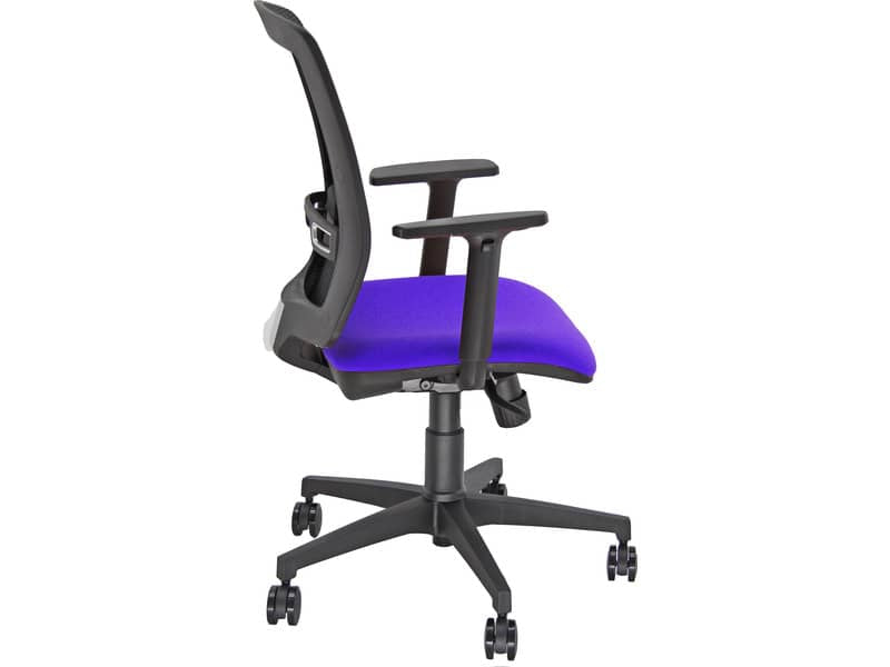 Sedia semidirezionale girevole Unisit Molly MLA - schienale in rete nero - rivestimento ignifugo blu - MLA/IB