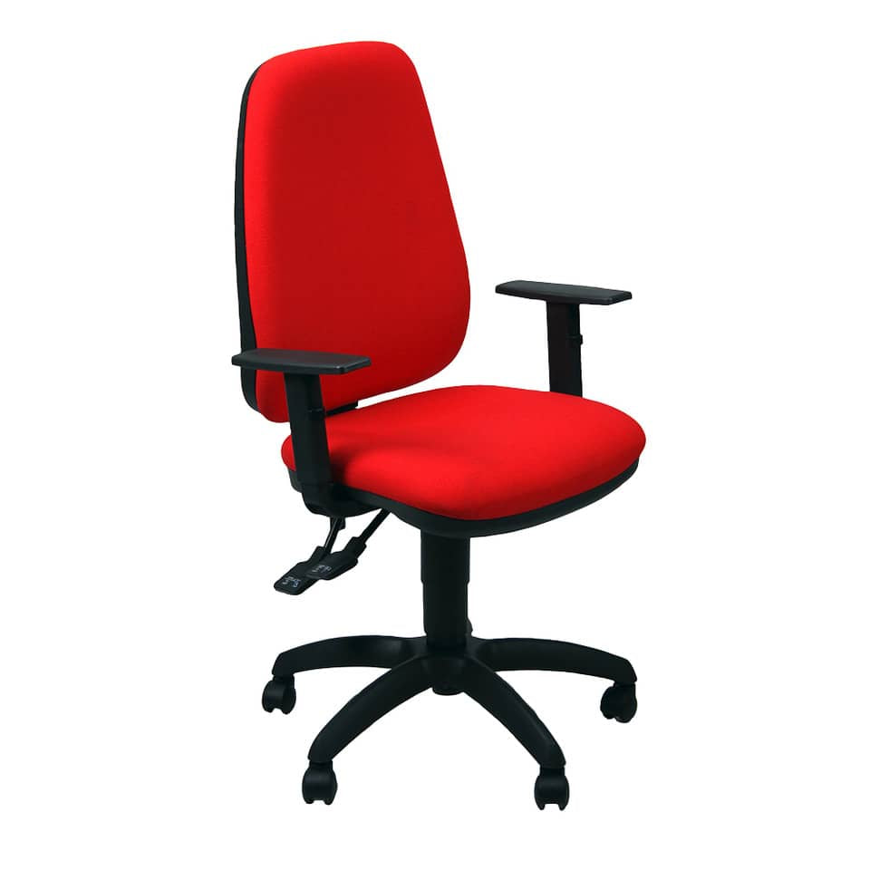 EC - Sedia operativa girevole Unisit Teti TETE Eco Smart - rivestimento Eco rosso - con braccioli fissi - TETE/ER