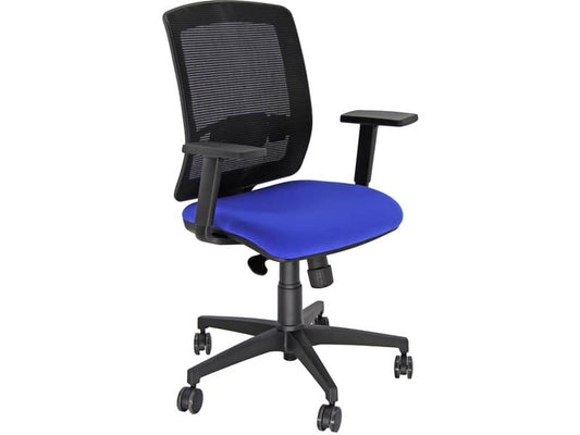 Sedia semidirezionale girevole Unisit Molly MLA - schienale in rete nero - rivestimento ignifugo blu - MLA/IB