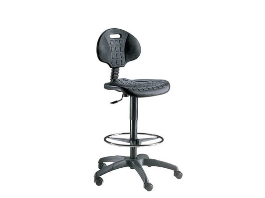 Sgabello tecnico Unisit Esos EOE2 alto - poggiapiedi telescopico - poiluterano integrale nero - EOE2