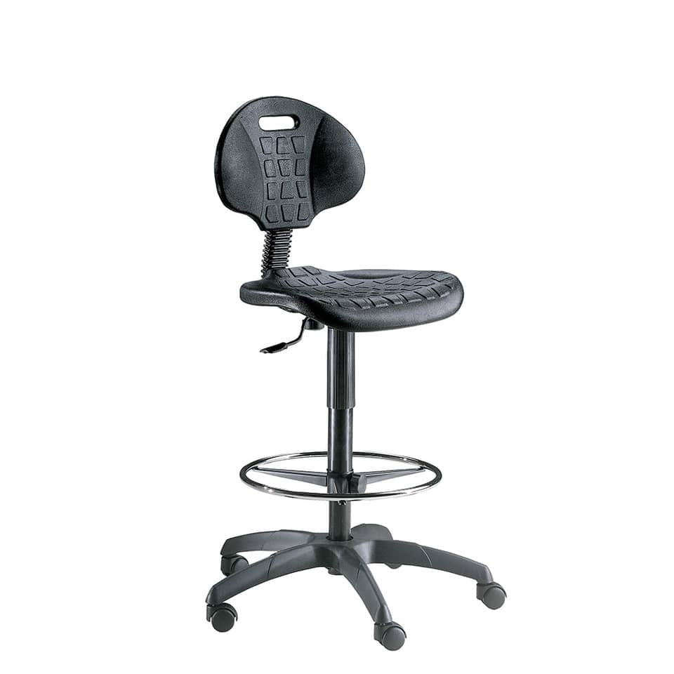 Sgabello tecnico Unisit Esos EOE2 alto - poggiapiedi telescopico - poiluterano integrale nero - EOE2