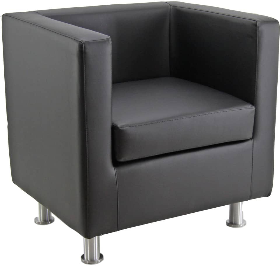 Divano attesa 1 posto Unisit Pragma PR1 schienale fisso - rivestimento tessuto similpelle nero - PR1/KN