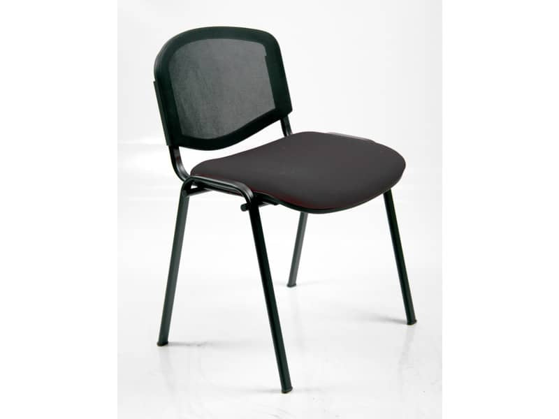 Sedia visitatore 4 gambe Unisit Dado D5N schienale in rete - rivestimento eco nero - Conf. 2 pezzi - D5N/2/EN