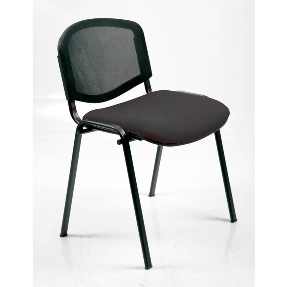 Sedia visitatore 4 gambe Unisit Dado D5N schienale in rete - rivestimento eco nero - Conf. 2 pezzi - D5N/2/EN