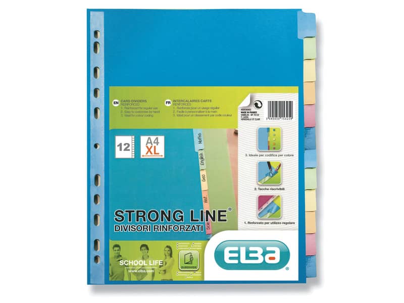 Divisore personalizzabile Favorit Strong Line A4+ 12 tacche neutre assortiti 400132505