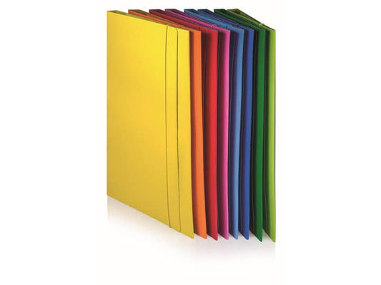 Cartella plastificata a 3 lembi con elastico tondo BREFIOCART in presspan 25x35 cm verde scuro - 0208805.VE