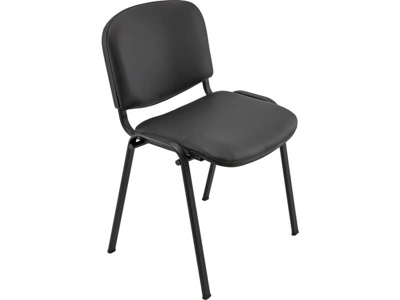 Sedia visitatore 4 gambe Unisit Dado D5S acciaio nero - rivestimento similpelle nero  Conf. 2 pezzi - D5S/2/KN