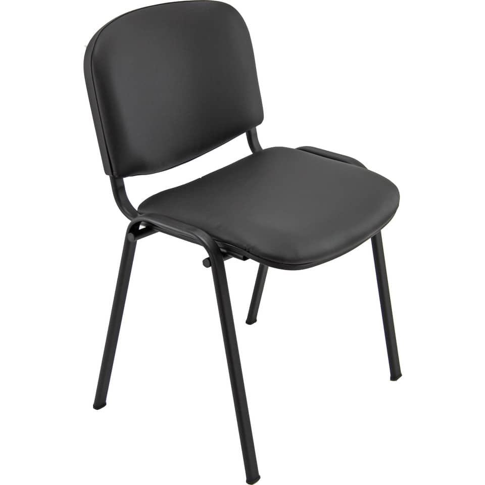 Sedia visitatore 4 gambe Unisit Dado D5S acciaio nero - rivestimento similpelle nero  Conf. 2 pezzi - D5S/2/KN