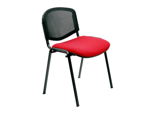 Sedia visitatore 4 gambe Unisit Dado D5N schienale in rete - rivestimento eco rosso - Conf. 2 pezzi - D5N/2/ER