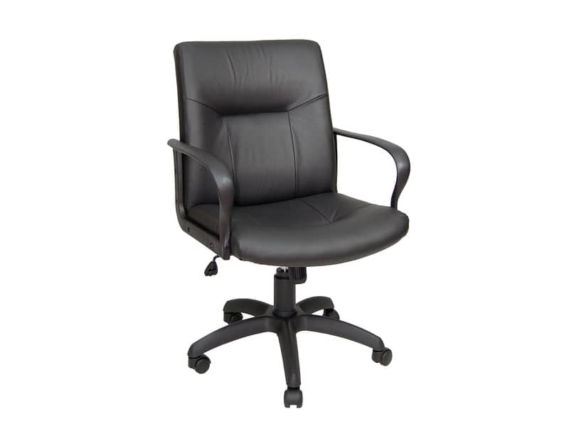 Poltrona direzionale girevole Unisit Eridanus ERD Eco Smart schienale basso - rivestimento pelle nero - ERD/PN