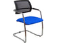 Sedia visitatore con slitta Unisit Lithium LTLTN - schienale in rete nero - rivestimento Eco blu - LTLTN/EB