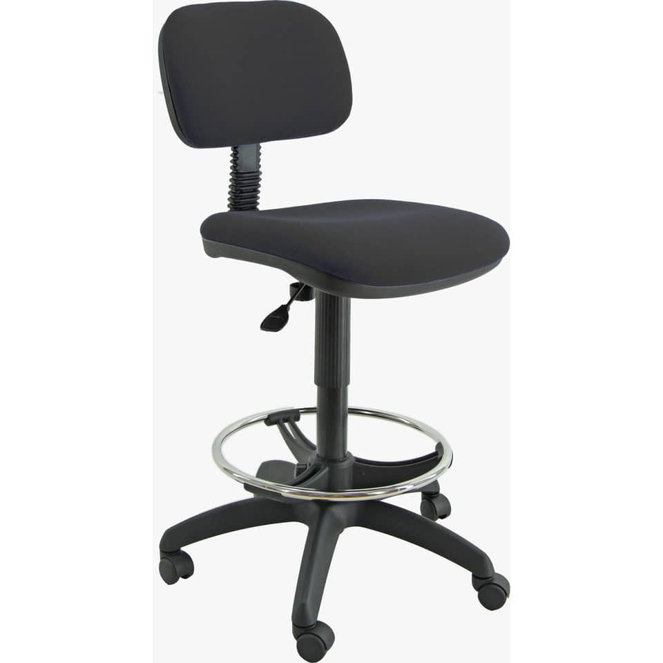 Sgabello tecnico Unisit Esos EOE5S seduta alta - poggiapiedi telescopico - rivestimento Eco nero - EOE5S/EN
