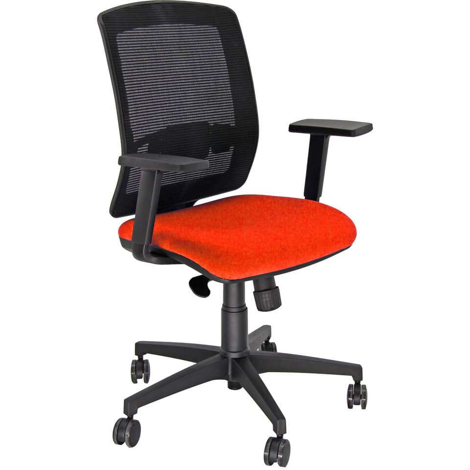 Sedia semidirezionale girevole Unisit Molly MLA - schienale in rete nero - rivestimento ignifugo rosso - MLA/IR