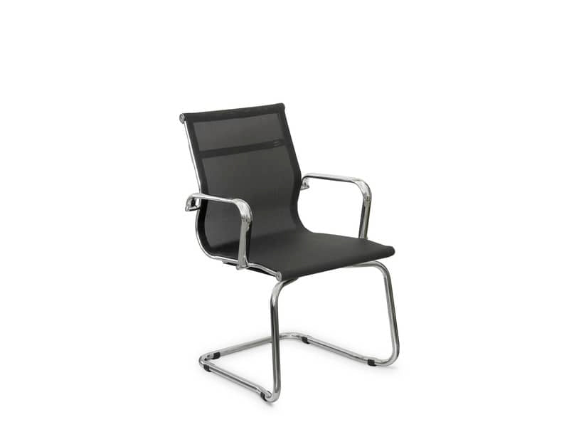 Sedia visitatore direzionale su slitta Unisit Pollux Space PXV schienale rete nero - con braccioli - PXV/N