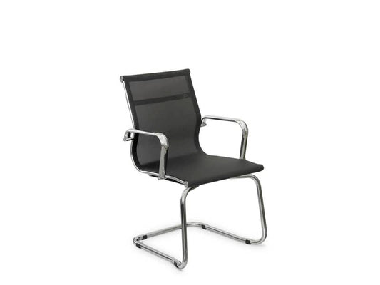 Sedia visitatore direzionale su slitta Unisit Pollux Space PXV schienale rete nero - con braccioli - PXV/N