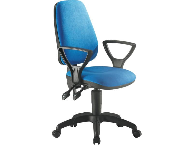 Sedia operativa girevole Unisit Leda LDAY Eco smart - schienale alto rivest. Eco blu - con braccioli - LDAY/BR/EB