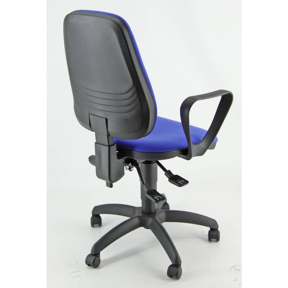Sedia operativa girevole Unisit Leda LDAY Eco smart - schienale alto rivest. Eco blu - con braccioli - LDAY/BR/EB