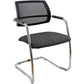 Sedia visitatore con slitta Unisit Lithium LTLTN - schienale in rete nero - rivestimento Eco grigio chiaro- LTLTN/EI