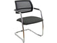 Sedia visitatore con slitta Unisit Lithium LTLTN - schienale in rete nero - rivestimento Eco grigio chiaro- LTLTN/EI