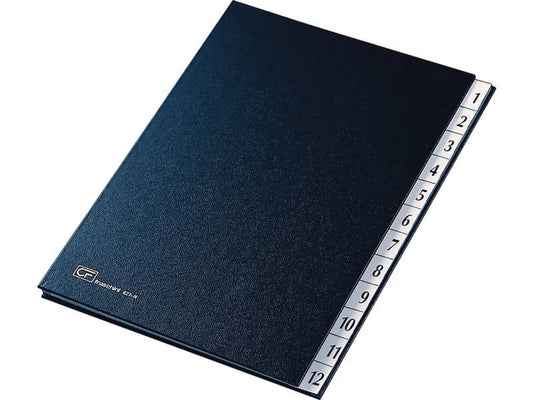 Classificatore numerico 1-12 Fraschini in carta-cartoncino con dorso espandibile 24x34 cm blu - 627-N-DB