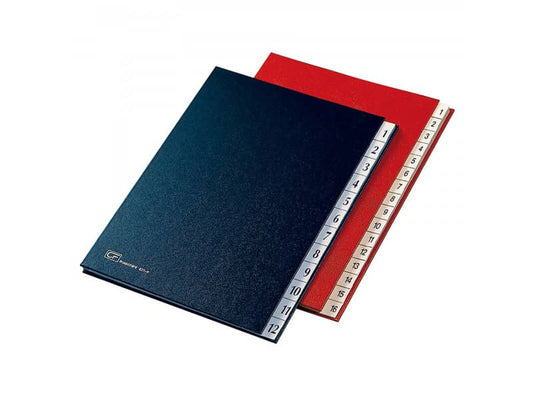 Classificatore numerico Fraschini in carta-cartoncino con dorso espandibile 24x34 cm rosso - 627-N-DR