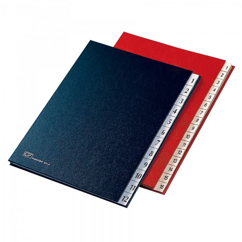 Classificatore numerico Fraschini in carta-cartoncino con dorso espandibile 24x34 cm rosso - 627-N-DR