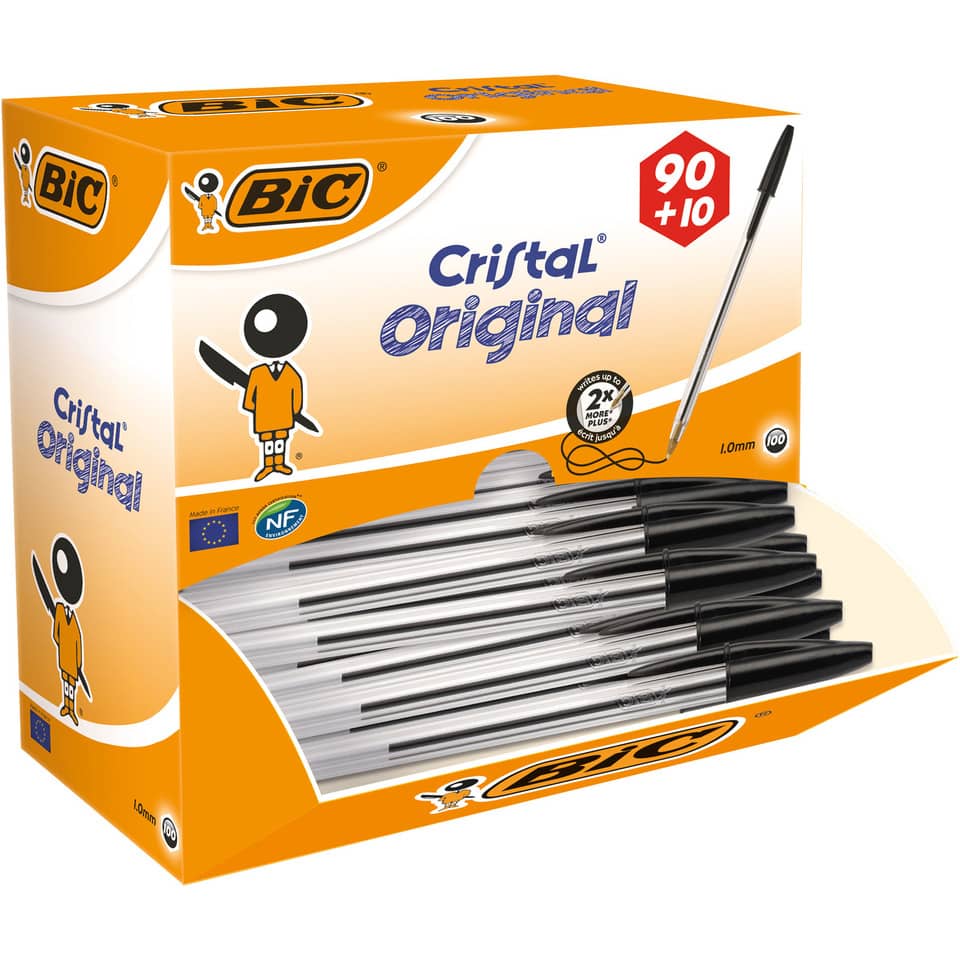 EC - Penne a sfera BIC Cristal M 1 mm nero value pack 90+10 - 942911