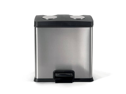 Pattumieria per differenziata Perfetto Bin Ricicla Box - 2 secchi inox / nero 0468A