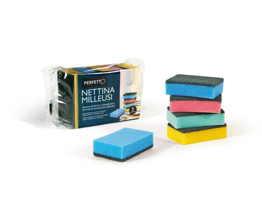 Spugna con abrasivo Perfetto Nettina milleusi assortiti conf. 5 pz. - 0246C