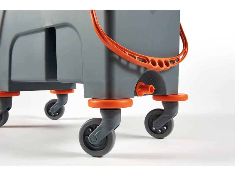 Carrello pulizia industriale Perfetto factory Duetto - con strizzatore e 2 vasche 16+24 L grigio/arancio - 26730