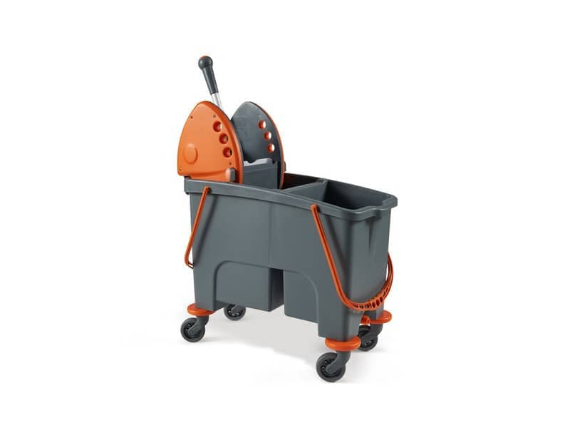 Carrello pulizia industriale Perfetto factory Duetto - con strizzatore e 2 vasche 16+24 L grigio/arancio - 26730