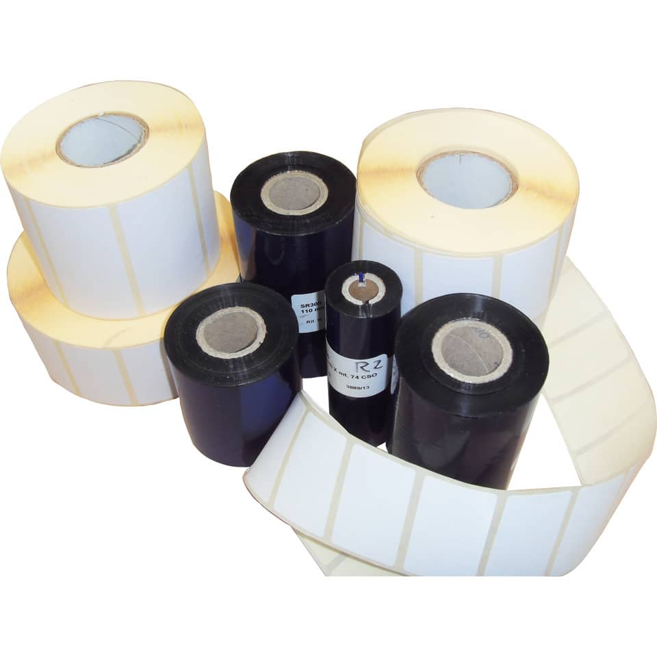 Kit 3936 etichette TTR + ribbon - 100x74 mm ETIFORM in carta vellum Etichette bianche- K100X074X150R4