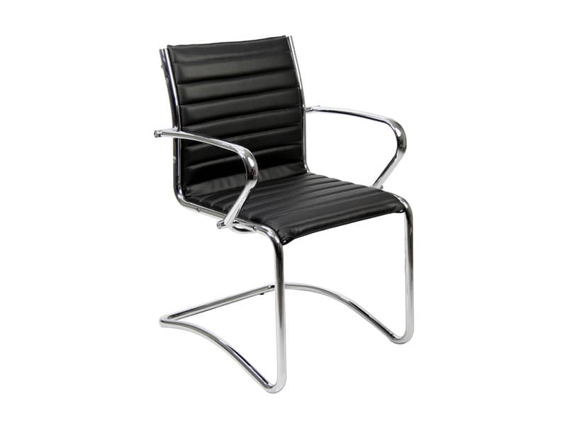 Sedia visitatore direzionale su slitta Unisit Pollux New PNV - rivestimento pelle nero - PNV/PN