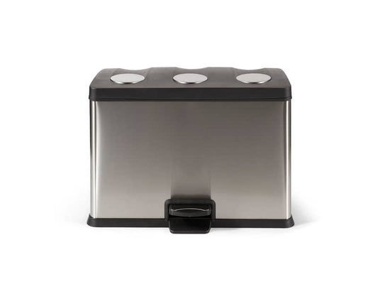 Pattumieria per differenziata Perfetto Bin Ricicla Box - 3 secchi inox / nero 0468B