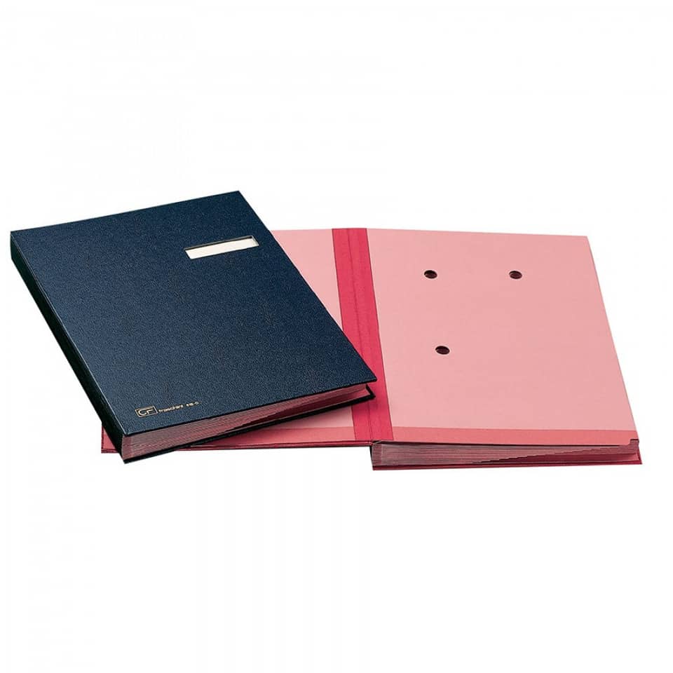 Libro firma 18 intercalari FRASCHINI 24x34 cm similpelle con porta etichetta intercambiabile rosso - 618-D-DR