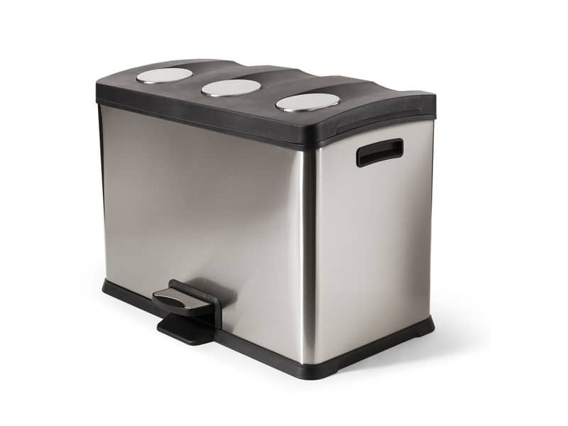 Pattumieria per differenziata Perfetto Bin Ricicla Box  - 3 secchi inox / nero 0468B