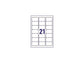 Etichette bianche per buste AVERY QuickDRY™ 63,5x38,1 mm - 21 et/foglio - stampanti inkjet - cf. 25 fogli J8160-25