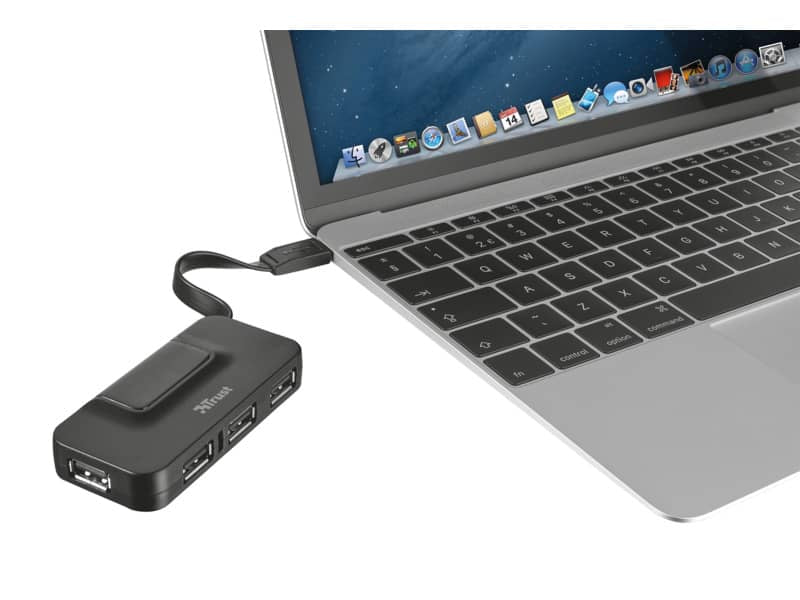 Hub 4 porte USB 2.0 tipo A TRUST Oila nero 21320