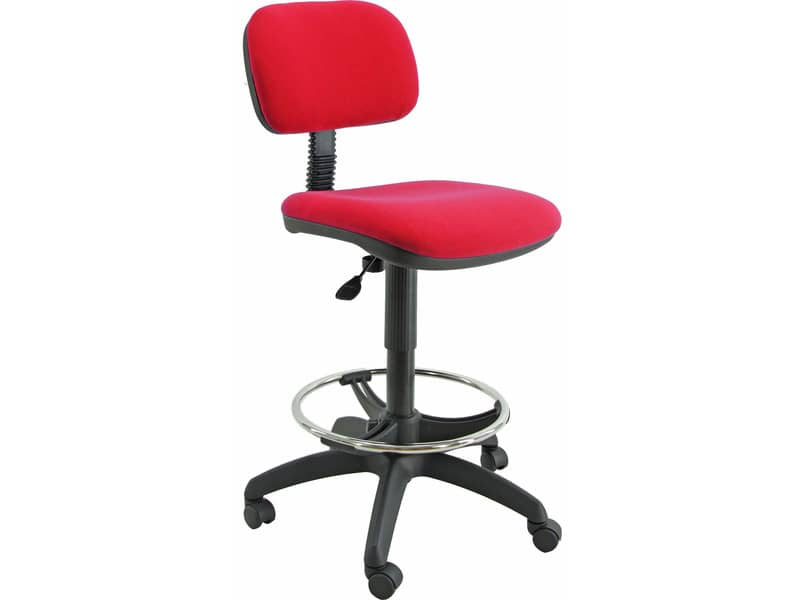 Sgabello tecnico Unisit Esos EOE5S seduta alta - poggiapiedi telescopico - rivestimento Eco rosso - EOE5S/ER