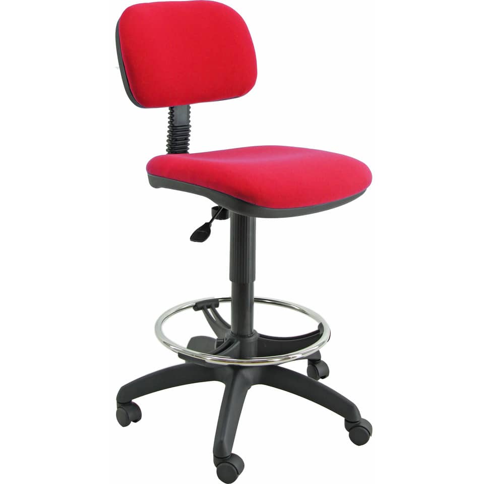 Sgabello tecnico Unisit Esos EOE5S seduta alta - poggiapiedi telescopico - rivestimento Eco rosso - EOE5S/ER
