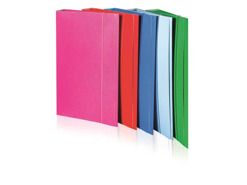 Cartella plastificata a 3 lembi con elastico tondo BREFIOCART in presspan 25x35 cm blu - 0208805.BL