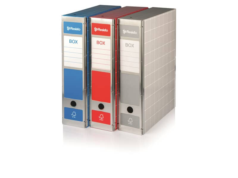 Scatola con cerniera in metallo Box 4 - apertura totale Brefiocart 37,5x29,5 cm dorso 9 cm blu - RESX401.BL