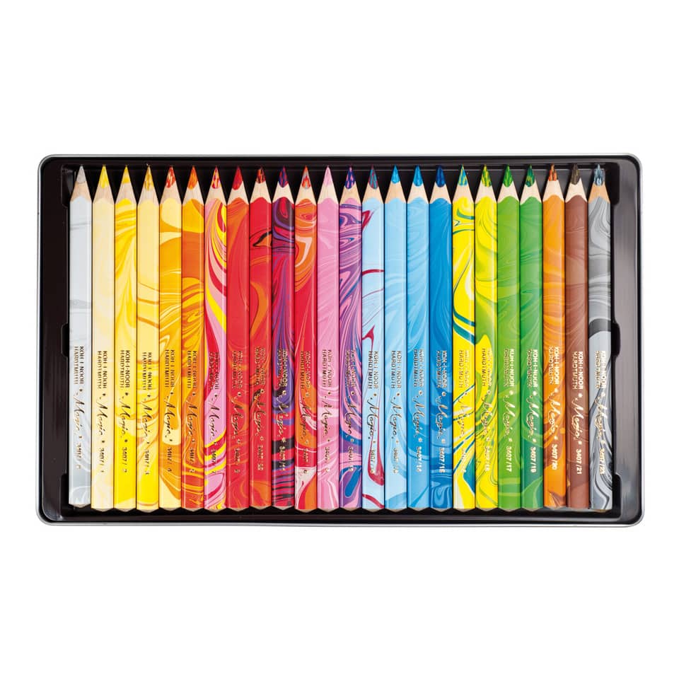 Astuccio matite multicolore KOH-I-NOOR legno di cedro 23 colori 23 matite + 1 blender - H3408024