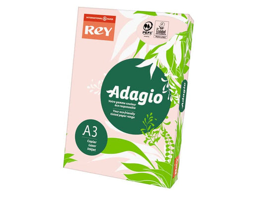 Carta colorata A3 International Paper Rey Adagio 80 g/m² rosa 07 - Risma da 500 fogli - ADAGI080X676