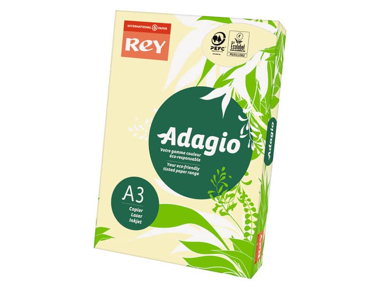 Carta colorata A3 International Paper Rey Adagio 160 g/m² giallo canarino 03 - Risma da 250 fogli - ADAGI160X484