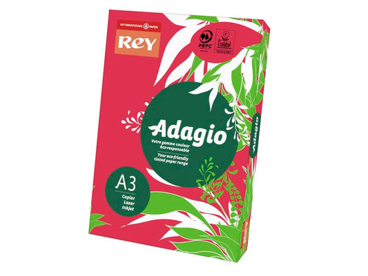 Carta colorata A3 International Paper Rey Adagio 160 g/m² rosso intenso 22 - Risma da 250 fogli - ADAGI160X503