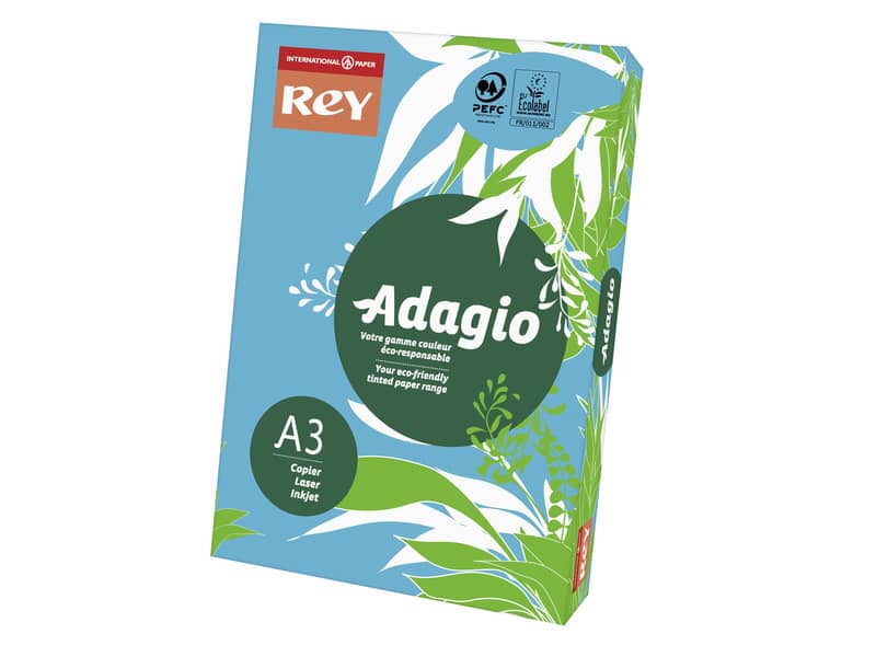 Carta colorata A3 International Paper Rey Adagio 160 g/m² blu - Risma da 250 fogli - ADAGI160X501