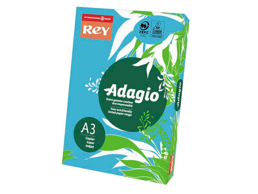 Carta colorata A3 International Paper Rey Adagio 160 g/m² blu - Risma da 250 fogli - ADAGI160X501