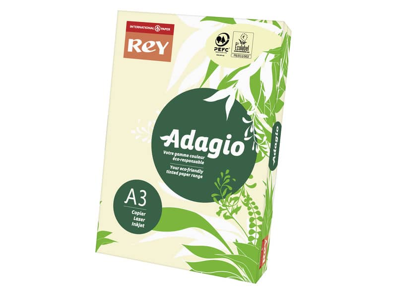 Carta colorata A3 International Paper Rey Adagio 160 g/m² avorio 93 - Risma da 250 fogli - ADAGI160X486